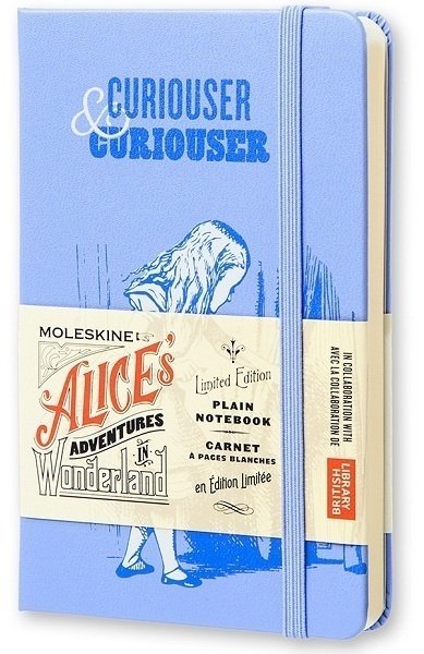 Блокнот Moleskine ALICE IN WONDERLAND POCKET Limited Edition, нелинованный, голубой