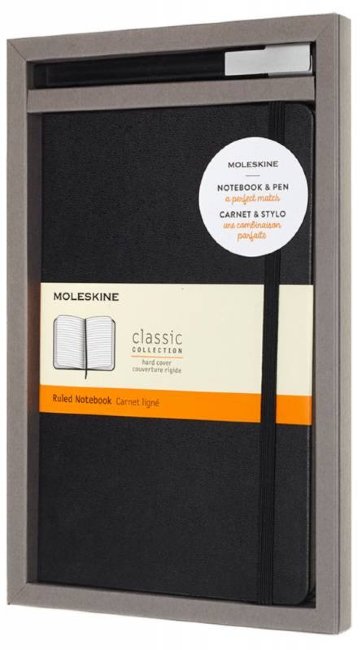 Набор Moleskine BUNDLE VERTICAL Classic Large, блокнот и ручка, линейка, черный Набор Moleskine BUNDLE VERTICAL Classic Large, блокнот и ручка, линейка, черный