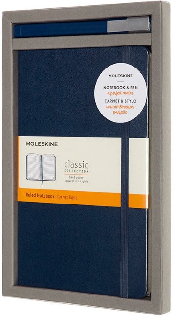 Набор Moleskine BUNDLE VERTICAL Classic Large, блокнот и ручка, линейка, синий