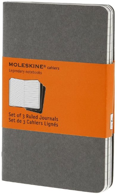 Блокнот Moleskine CAHIER JOURNAL POCKET, линейка, серый (3шт)