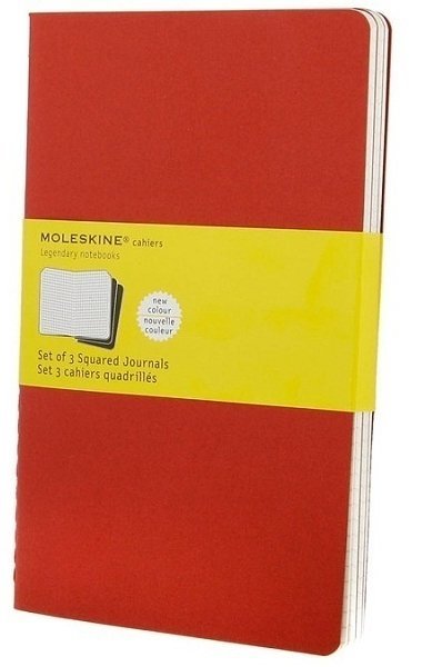 Блокнот Moleskine CAHIER JOURNAL LARGE, клетка, клюквенный (3шт)