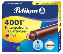 Картриджи с чернилами Pelikan INK 4001 TP/6 Brilliant Brown, коричневый, 6 шт