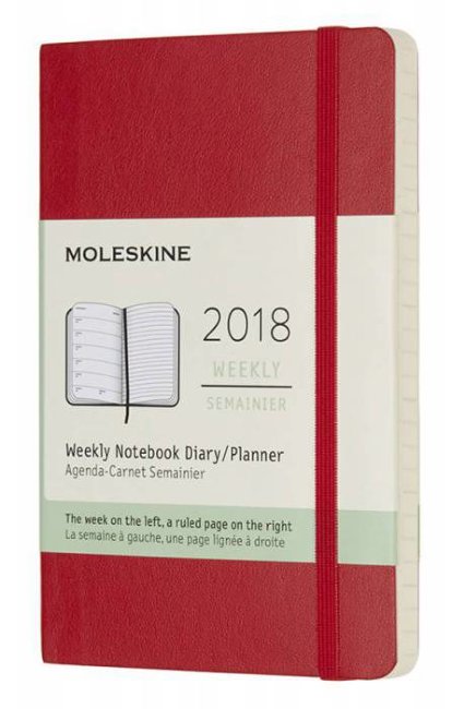 Еженедельник Moleskine CLASSIC WKNT POCKET SOFT, A6, красный