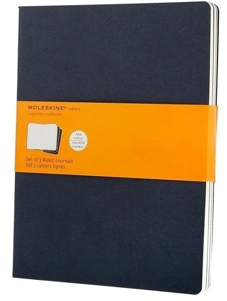 Блокнот Moleskine CAHIER JOURNAL XLarge, линейка, синий индиго (3шт)