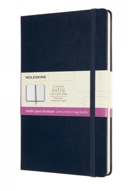 Блокнот Moleskine CLASSIC DOUBLE Large 130х210мм 240стр. линейка, нелинованный твердая обложка синий