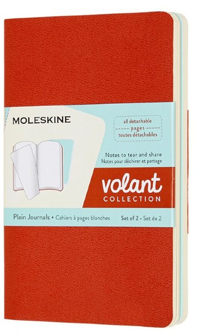 Блокнот Moleskine VOLANT Pocket, нелинованный, оранжевый, голубой (2шт)