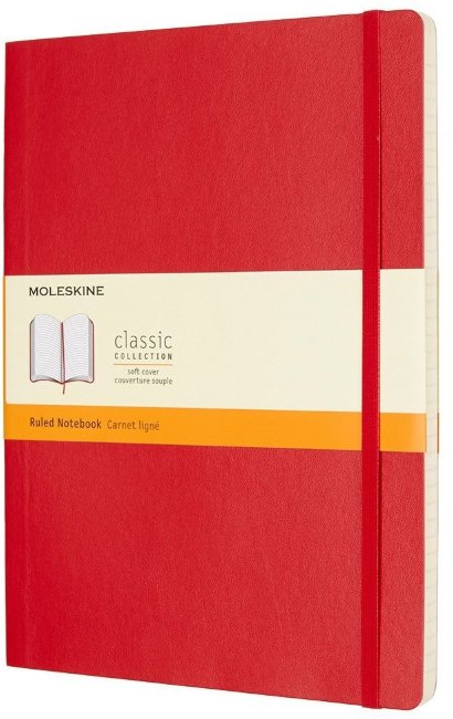 Блокнот Moleskine CLASSIC SOFT, линейка, красный