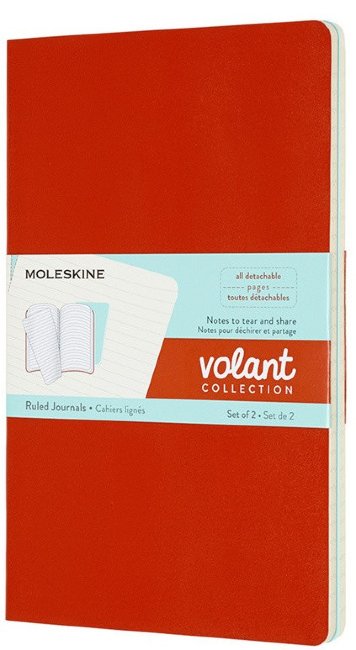 Блокнот Moleskine VOLANT Large, линейка, оранжевый, голубой (2шт)