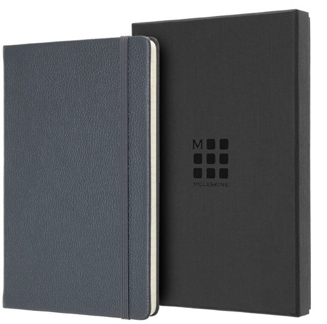 Блокнот Moleskine Limited Edition Leather Large, линейка, синий, подарочная коробка