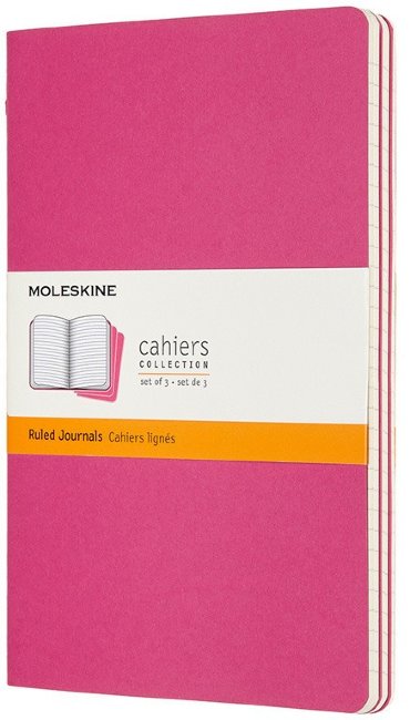 Блокнот Moleskine CAHIER JOURNAL Large, линейка, розовый неон (3шт)