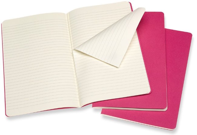 Блокнот Moleskine CAHIER JOURNAL Large, линейка, розовый неон (3шт)