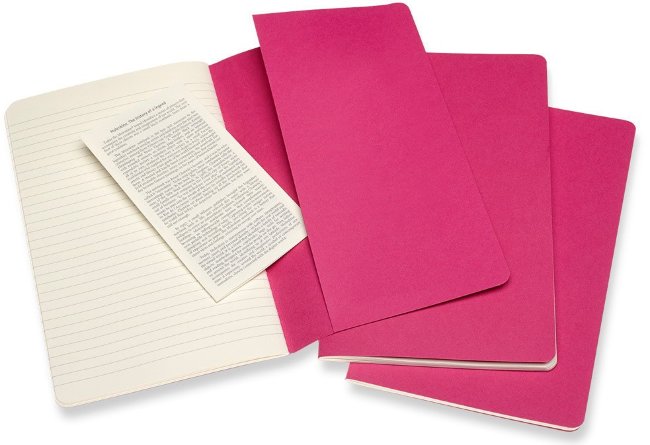 Блокнот Moleskine CAHIER JOURNAL Large, линейка, розовый неон (3шт)