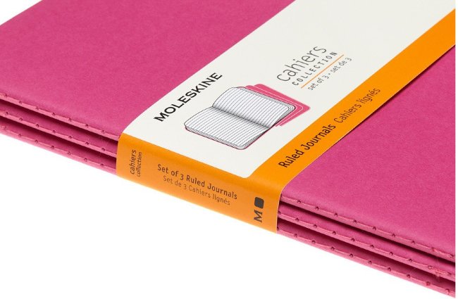 Блокнот Moleskine CAHIER JOURNAL Large, линейка, розовый неон (3шт)