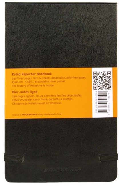 Блокнот Moleskine REPORTER, линейка, черный