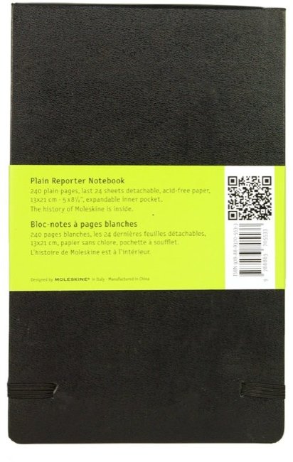 Блокнот Moleskine REPORTER, нелинованный, черный