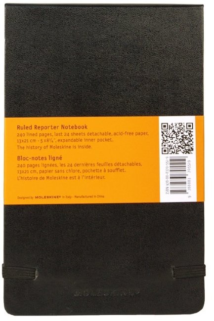 Блокнот Moleskine REPORTER SOFT, линейка, черный