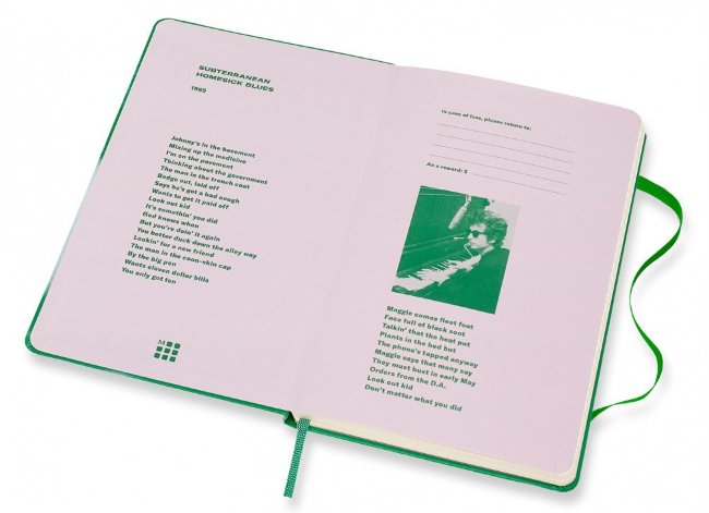 Блокнот Moleskine Limited Edition Bob Dylon Large, линейка, зеленый