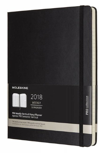 Еженедельник Moleskine PRO VERTICAL, 190х250мм, черный