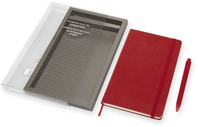 Набор Moleskine блокнот и ручка Go Pen Classic линейка, красный