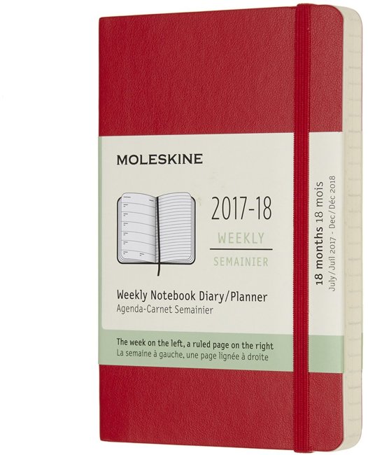 Еженедельник Moleskine ACADEMIC WKNT PKS, датированный на 18 месяцев, красный