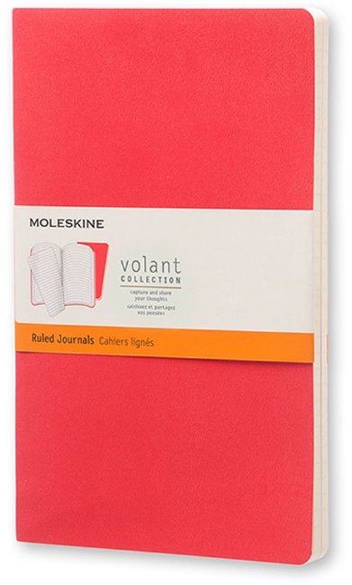 Блокнот Moleskine VOLANT LARGE, линейка, бордовый, красный (2шт) Блокнот Moleskine VOLANT LARGE, линейка, бордовый, красный (2шт)