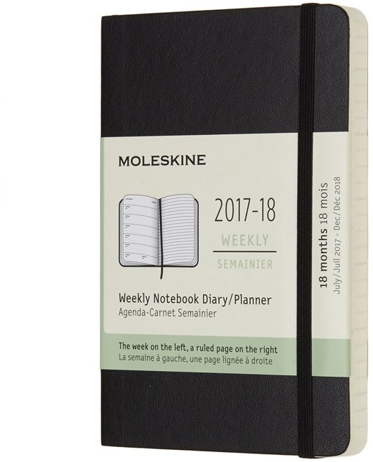 Еженедельник Moleskine ACADEMIC WKNT PKS, датированный на 18 месяцев, черный