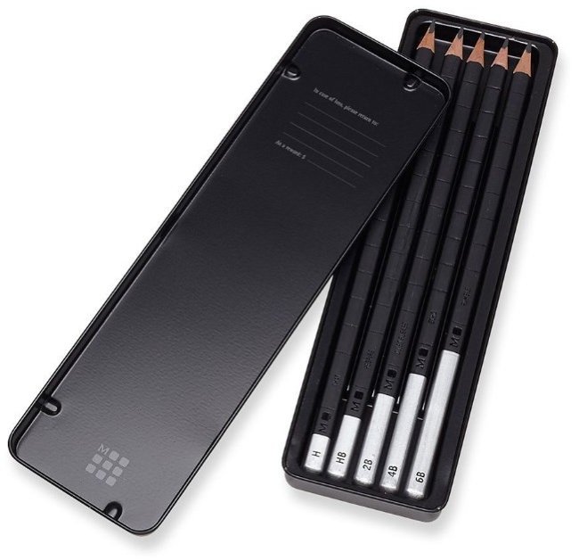 Набор карандашей чернографитовых Moleskine DRAWING SET (5 кар.H/HB/2B/4B/6B) коробка металлическая