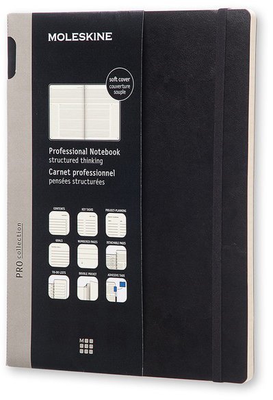 Блокнот Moleskine Professional Soft XL, линейка, черный