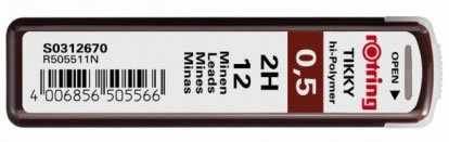 Грифель Rotring Tikky 0.5мм 2H (12 грифелей) Грифель Rotring Tikky 0.5мм 2H (12 грифелей)