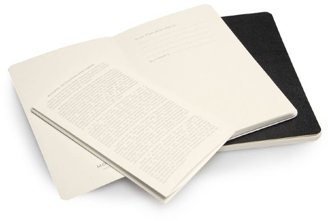 Блокнот Moleskine VOLANT POCKET, нелинованный, черный (2шт)