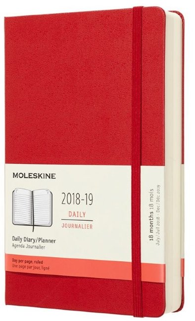 Ежедневник Moleskine Academic Daily, датированный на 18 месяцев, красный