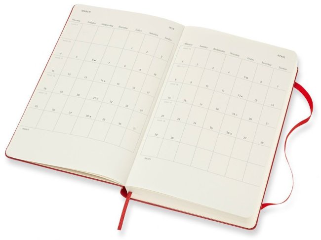 Ежедневник Moleskine Academic Daily, датированный на 18 месяцев, красный