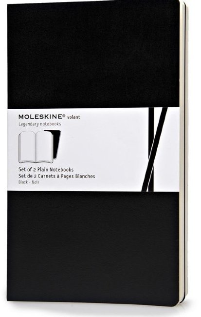 Блокнот Moleskine VOLANT LARGE, нелинованный, черный (2шт) Блокнот Moleskine VOLANT LARGE, нелинованный, черный (2шт)